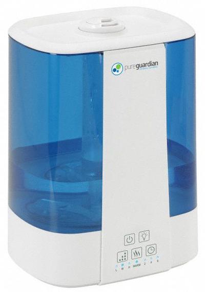 PUREGUARDIAN Portable Humidifier: Ultrasonic, 2 gal Daily Humidification Output, Cool/Warm - Cool & Warm Mist Ultrasonic Portable Humidifiers