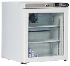 Controlled Room Temperature Cabinet: 115 V, 20°C to 25°C, 17 1/4 in Overall Wd, 19 1/4 in Overall Dp (MPN CRT-ABT-HC-UCFS-0104G-LH). Key specifications — Brand: AMERICAN BIOTECH SUPPLY; Voltage: 115 V; Includes: (2) Adjustable Shelves; Door Hinge: Left Hinge.