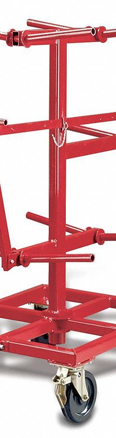 GARDNER BENDER Wire-Spool Dispensing Cart: 2,500 lb Load Capacity, Red, 10 Spindles (MPN WCM-10). Key specifications — Color: Red; Brand: GARDNER BENDER; Caster/Wheel Configuration: (2) Rigid.
