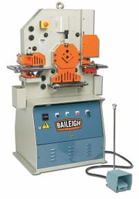 BAILEIGH INDUSTRIAL Ironworker: 230V AC /Single-Phase, 5 Stations, 50 Tonf Hydraulic Force, SW-501. Key specifications — attr66091: 10 in x 0.375 in; attr69797: Round Shear; attr67058: 7/8 in x 1/4 in; attr66096: 2 in x 3.5 in x 0.281 in; attr66073: SW-501; attr66076: BAILEIGH INDUSTRIAL.