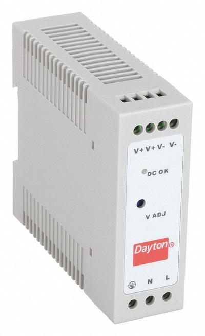 DAYTON DC Power Supply: DIN Rail, 50 W Output Power - Rated, 2.1 A Current - Output - DIN Rail Mount DC Power Supplies