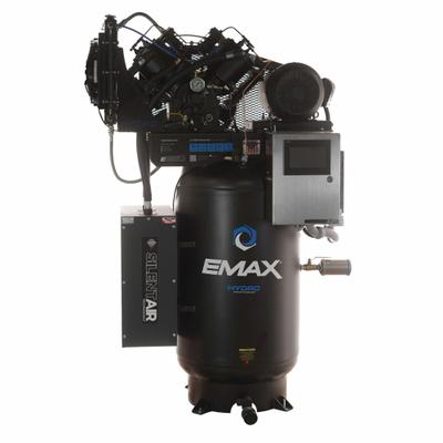 EMAX Electric Air Compressor: 10 hp, 2 Stage, Vertical, 80 gal, 34 cfm, 175 psi - Wi-Fi Enabled Quiet Pressure Lubricated Electric Air Compressors with Silencer