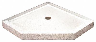 ACORN Shower Base: Neo-Angle, Single Threshold, Terrazzo, 36 in Overall Lg - Shower Bases