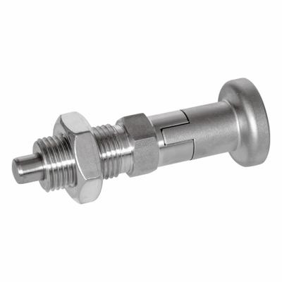 JW WINCO Indexing Plunger: Locking, 316 SS, M16x1.5 Thread - Locking Pull-Knob Indexing Plungers with Jam Nut