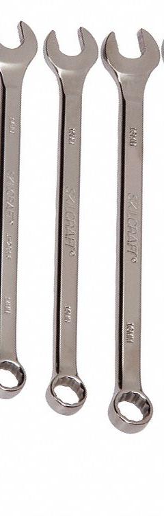 ABILITY ONE Combination Wrench Set: Alloy Steel, Chrome, 11 Tools, 7.5