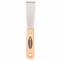 HYDE Putty Knife: Bld. Mat. Carbon Steel, Hdl. Mat. Hardwood, Stiff, Straight Bld. Shape (MPN 07210). Key specifications — attr1004902: HYDE; attr1012057: Full; attr1014703: Wood; attr1017570: Standard End; attr1029655: Straight; attr1034073: Straight.