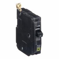 SQUARE D Miniature Circuit Breaker: 20 A, 120/240V AC, Single Phase, 10kA at 120/240V AC, 1 Poles (MPN QOB120). Key specifications — Phase: Single; Amps: 20 A; AC Voltage Rating: 120/240V AC; Max. AIR Rating: 10kA at 120/240V AC; For Use With: Square D NQOD Panelboards; Brand: SQUARE D.