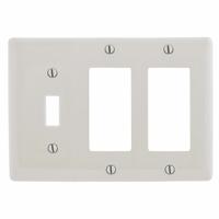 HUBBELL Wall Plate: Combo, 3 Gang, Almond, Std Size (MPN P1262LA). Key specifications — Brand: HUBBELL; Material: Polycarbonate.