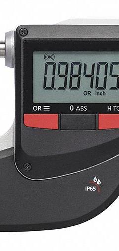MAHR IP65 Digital Outside Micrometer: 1 in to 2 in /25 mm to 50 mm, Inch/Metric, IP65 (MPN 4157101). Key specifications — attr1182744: 0.00005 in/0.001 mm; attr1182751: Certificate of Conformance; attr1182776: IP65; attr1182741: MAHR; attr1182743: +/- 0.002 mm; attr1182759: Yes.