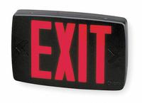 Exit Sign: LED, Black, Red, 1 Faces, Ceiling, Not Battery Powered, Without Battery Backup (MPN LQM S 3 R 120/277 M6). Key specifications — Voltage: 120/277 V AC; Directional Indicators: Universal Field Selectable Chevrons; Text Color: Red; Brand: LITHONIA LIGHTING; Emergency Battery Backup: No; Housing Color: Black; Lighting Technology: LED; Self Diagnostics: No.