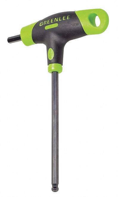 GREENLEE Hex Key: 1 Ball Ends, 1/4 in Tip Size, SAE, Short, Alloy Steel, Black Oxide - T-Shaped Dual-Tip Hex Keys
