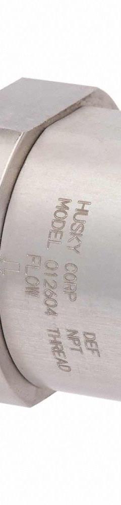 HUSKY Swivel: Swivel, 3/4 in Inlet, 3/4 in Discharge, Aluminum/Stainless Steel Body (MPN 012604). Key specifications — Product Type: Swivel; Discharge Gender: Male and Female; Inlet Gender: Male and Female; Body Material: Aluminum/Stainless Steel; Inlet Standard: NPT; Brand: HUSKY; Discharge Standard: NPT; Chemical Compatibility: DEF.