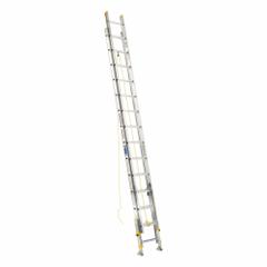 WERNER Extension Ladder: 28 ft Ladder Size, Aluminum, 250 lb Load Capacity, 56 lb Wt, 2 Sections (MPN D1828-2EQ). Key specifications — Color: Silver; Brand: WERNER; Included Features: Leg Levelers; Removable Fly: Removable.