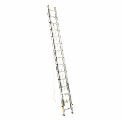 WERNER Extension Ladder: 28 ft Ladder Size, Aluminum, 250 lb Load Capacity, 56 lb Wt - Leg Leveling Lightweight Aluminum Extension Ladders
