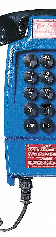 GUARDIAN TELECOM INC. Explosion Proof Phone: Surface Mount, Intrinsically Safe Telephones, P4011. Key specifications — Resistance Properties: Water Resistant; Volume Control: No; Manufacturer Part Number: P4011; Cord Type: Curly; Color: Blue; Facility Type: Commercial; Indoor/Outdoor Usage: Outdoor; Brand: GUARDIAN TELECOM INC..
