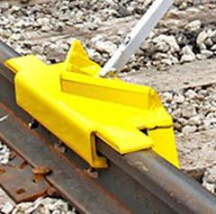 ALDON Rail Track Derailer: Derailer, Freight Car, 5 mph Speed - Max, Sign Included, Sign Holder (MPN 4014-09-S). Key specifications — attr1385012: ALDON; attr1385058: Derailer; attr1385021: Freight Car; attr1385034: Sign Holder.