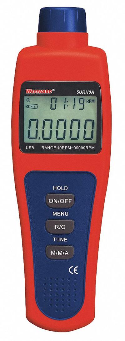 WESTWARD Tachometer: +/-0.04% RPM Accuracy, 99,999 RPM Max Non-Contact RPM - Non-Contact Tachometers