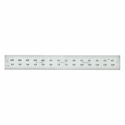 STARRETT Steel Rule, Spring Tempered: C635E-150, 150 mm, 0.05 in Thick, 0.5 mm, Chrome - Steel Rulers
