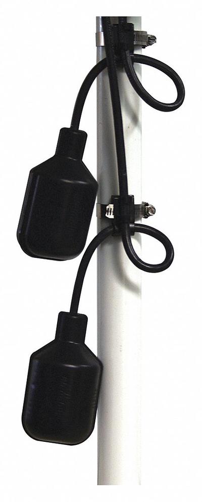 SJE-RHOMBUS Dual Float Switch: Wide-Angle, Normally Open (Pump Down), 120V AC, 13 A - Dual-Tether Float Switches