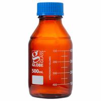 GLOBE SCIENTIFIC Media Bottle: 500 mL, Screw-On, GL45, 176 mm, Amber, Closure Included, ISO 9001 (MPN 8110500). Key specifications — Closure Type: Screw-On; Mouth Size: Wide; Screw Closure Size: GL45; Brand: GLOBE SCIENTIFIC; Body Color: Amber.