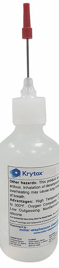 KRYTOX Vacuum Pump Lubricant: 2 fl oz, Needle Nose Bottle, 2 SAE Grade, 15 ISO Viscosity Grade (MPN 1525). Key specifications — attr71764: Yes; attr59269: 15; attr59266: Needle Nose Bottle; attr59275: 2; attr59279: 60.