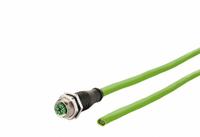 METZ CONNECT M12 Cable: Cat7, M12 Jack Male Straight x Bare Wire, 10 m Lg, PUR, Green, X Coding, X (MPN 142M2X20100). Key specifications — Brand: METZ CONNECT; Cable Jacket Color: Green; End 1 Coding: X; End 2 Coding: X; IP Rating: IPX7; Performance Category: Cat7.