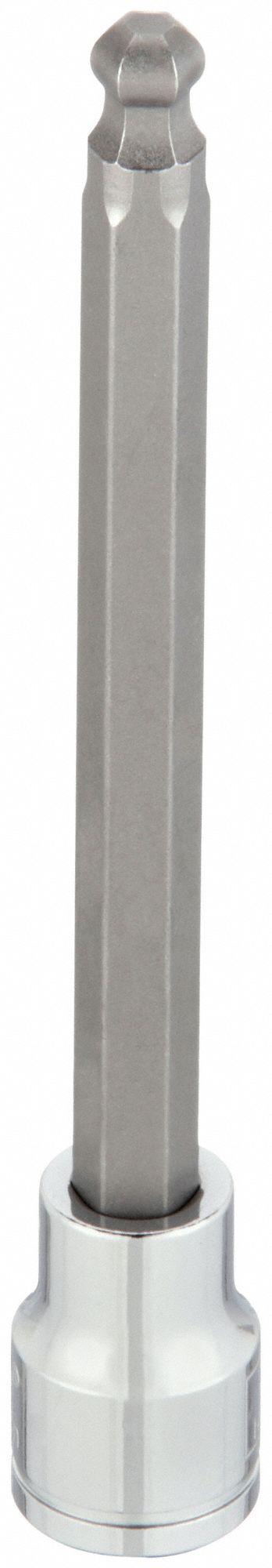 WESTWARD Socket Bit: 3/8 in Drive Size, Hex Tip, 7 mm Tip Size, 5 29/32 in Overall Lg - Ball-End Hex Bit Sockets
