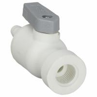 PARKER Manual Two-Way Ball Valve: 1/4 in, Polypropylene, Straight, Barb x FNPT, One-Piece, Lever (MPN PBPP4VFC4). Key specifications — Brand: PARKER; Handle: Lever.