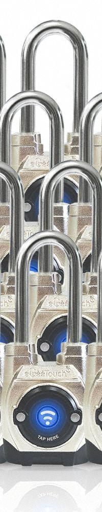 EGEETOUCH Bluetooth Padlock: Silver, Zinc Die-Cast, Long Shackle, Stainless Steel Shackle (MPN 5-02502-94-12). Key specifications — attr1351169: Bluetooth; attr1320070: Series 5th Gen; attr1314123: EGEETOUCH.