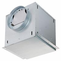 Commercial Fan: 127 cfm @ 0.100 in SP, Round Duct, 8 in Duct Dia, 26 W, Variable Speeds, Horizontal (MPN L100EL). Key specifications — Brand: BROAN; Discharge Direction: Horizontal; Number of Speeds: Variable; Nominal Voltage: 115V AC - Single Phase.