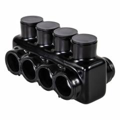 POLARIS Multitap Connector: 4 Port, Double-Sided Entry, 4 AWG – 500 kcmil Wire Size, Black (MPN IPLD500-4B). Key specifications — Body Material: Aluminum; Brand: POLARIS.