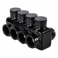 POLARIS Multitap Connector: 4 Port, Double-Sided Entry, 4 AWG – 500 kcmil Wire Size, Black (MPN IPLD500-4B). Key specifications — Body Material: Aluminum; Brand: POLARIS.
