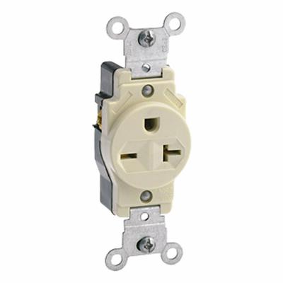LEVITON Plugs and Receptacles: Single, 6-20, Ivory, 250V AC, 20 A, 2 Pole / 3 Wire (MPN 5823-I) - General Purpose Receptacles