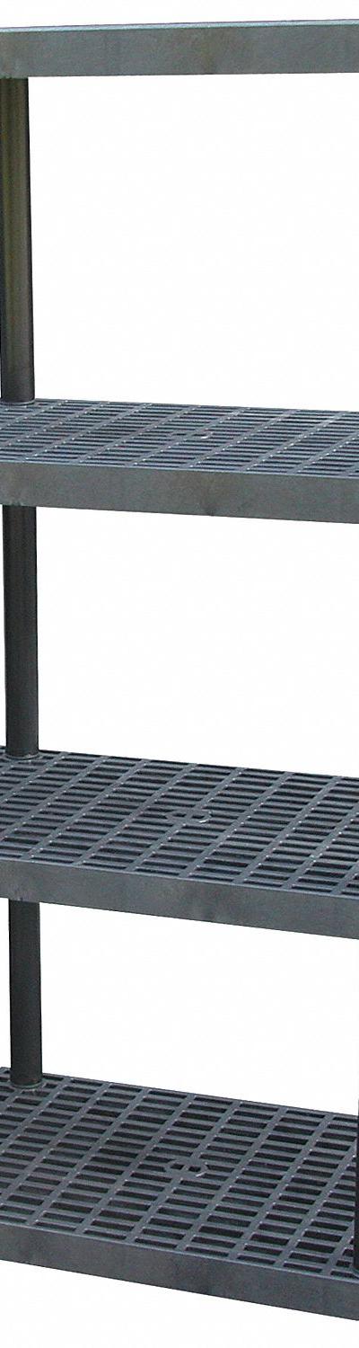 STRUCTURAL PLASTICS Plastic Shelving: 36 in x 24 in, 75 in Overall Ht, 4 Shelves - High-Durability Fixed Press-Fit Stationary Plastic Shelving