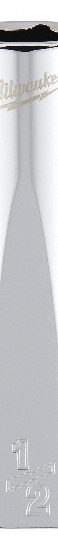 MILWAUKEE Deep Well Socket: SAE, 3/8 in Drive Size, 1/2 in Socket Size, 6-Point, Deep, Chrome (MPN 45-35-5000). Key specifications — attr1204417: MILWAUKEE; attr1204392: Chrome.