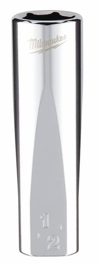 MILWAUKEE Deep Well Socket: SAE, 3/8 in Drive Size, 1/2 in Socket Size, 6-Point, Deep, Chrome (MPN 45-35-5000). Key specifications — attr1204417: MILWAUKEE; attr1204392: Chrome.