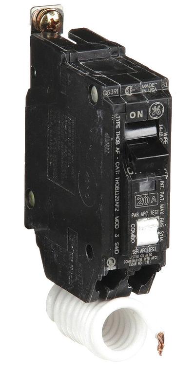 GE Miniature Circuit Breaker: THQB, 20 A, 120/240V AC, Single Phase, 10kA at 120/240V AC - THQB & THHQB Series, Bolt-On GE Miniature Circuit Breakers