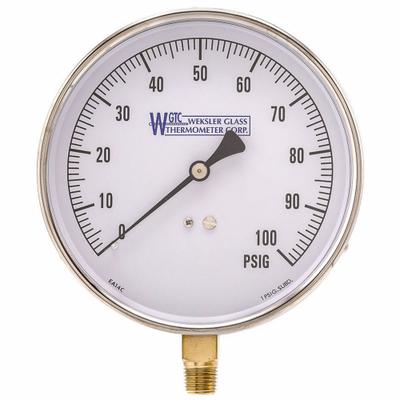 WGTC Differential Pressure Gauge: Bottom, 1/4 in NPT Male, ±1% Gauge Accuracy - Low Operating Pressure Differential Gauges