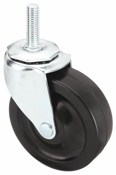 APPROVED VENDOR Stem Caster: Swivel, 5 in Wheel Dia., 1 1/4 in Wheel Wd, Rubber - Standard Threaded Stem Casters