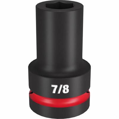 MILWAUKEE Deep Impact Socket: 1 in Drive Size, SAE, 7/8 in Socket Size, 6-Point, Deep - 1" Drive Impact Sockets