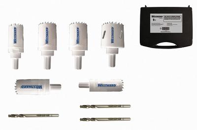 WESTWARD Hole Saw Kit: 9 Pieces, 1 1/2 in Max. Cutting Dp, Bi-Metal - Multi-Material-Cutting Hole Saw Kits
