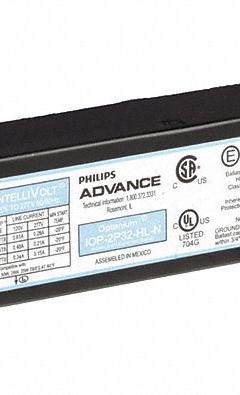 ADVANCE Fluorescent Ballast: 120 to 277V AC, 1/2 Lamps Supported, 17 W_25 W_28 W_32 W_40 W Bulb Watt (MPN IOP-2P32-HL-N). Key specifications — attr1125022: (1 or 2) F25T8; attr239899: ADVANCE; attr1125144: 2.