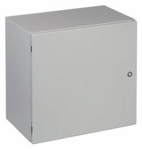 HOFFMAN Enclosure: Steel, 20 in x 20 in x 8 in, NEMA 12/13/4, Solid Cover, Hinged, Powder Coated (MPN CSD20208LG). Key specifications — Closure Method: 1/4-Turn Latch; Brand: HOFFMAN; Knockouts: Not Included.