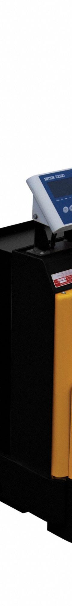 VESTIL Pallet Truck Scale: 4,500 lb, 48 in L x 27 in W Fork Dim, 27 in, Std Fork, Steel, Disc Brake (MPN EPT-2748-45-SCL-AGM). Key specifications — Brand: VESTIL; Width Across Forks: 27 in; Battery Voltage: 24V.