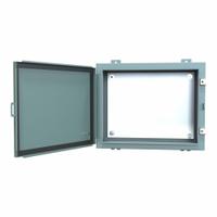 HAMMOND Electrical Enclosure: Steel, 16 in x 20 in x 6 in, NEMA 12/13, w/Panel, Solid Cover, Hinged (MPN 1418CR6). Key specifications — Brand: HAMMOND; Closure Method: Clamps; Knockouts: Not Included.