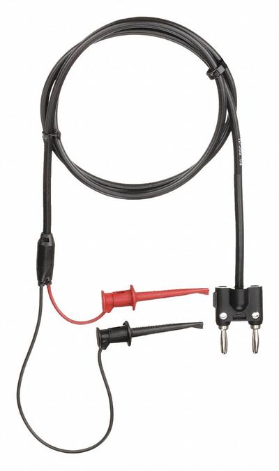 APPROVED VENDOR Test Leads: Black Electrical Current Color, Mini Clip, Double Banana Plug - Test Leads with Clips