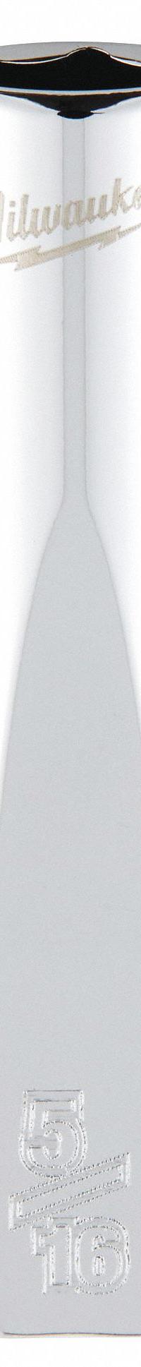 MILWAUKEE Deep Well Socket: SAE, 1/4 in Drive Size, 5/16 in Socket Size, 6-Point, Deep, Chrome (MPN 45-34-9016). Key specifications — attr1204417: MILWAUKEE; attr1204392: Chrome.