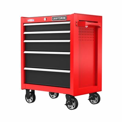 CRAFTSMAN Rolling Tool Cabinet: Red / Black Drawer, 26 in W x 18 in D x 34 in H - Light-Duty Rolling Tool Cabinets