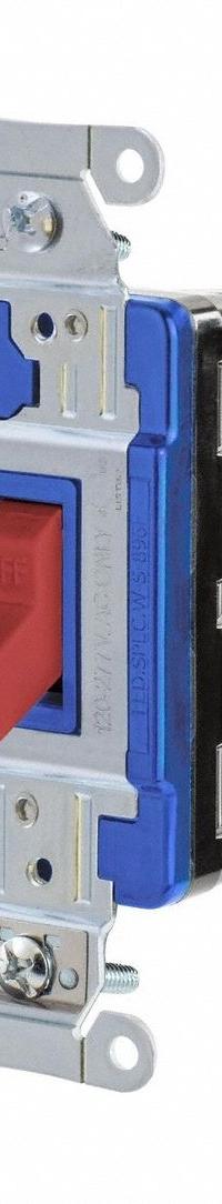 HUBBELL Wall Switch: Toggle Switch, 3-Way, Maintained, Red, 120/277V AC, 15 A (MPN HBL1203STR). Key specifications — Illuminated: No; Voltage Rating: 120/277V AC.