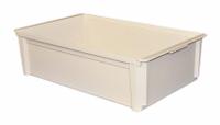 MOLDED FIBERGLASS Stacking Tote: 10 gal, 25 3/4 in x 15 3/4 in x 7 1/4 in, -60°F to 250°F, White (MPN 814308 WHITE). Key specifications — Material: Composite; Brand: MOLDED FIBERGLASS; Includes Lid: Lid Not Included; Container Wall Type: Solid.